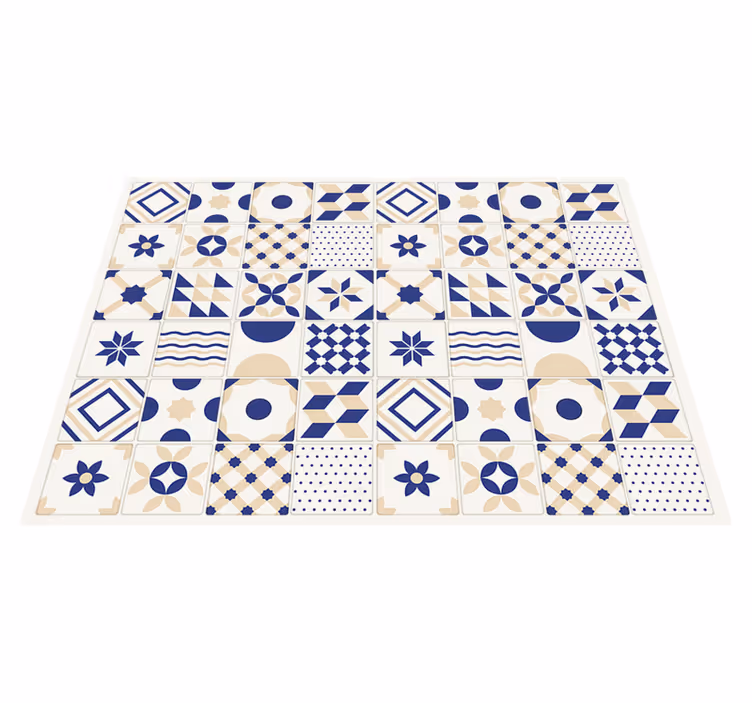Geometrisch patroon vinyl tapijt tegels - TenStickers