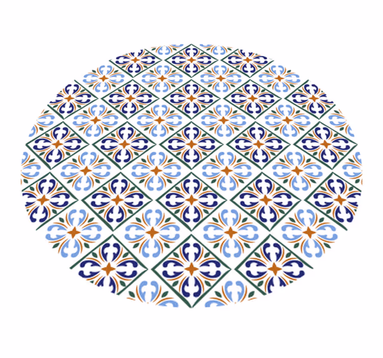 Geometrische blauwe tinten vinyl tapijt tegels - TenStickers