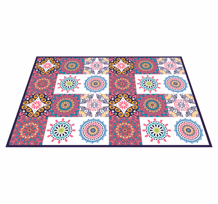 Levendige bloemenmotieven vinyl tapijt tegels - TenStickers