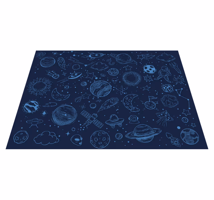 Blauw kosmisch avontuur vinyl tapijt sterren - TenStickers