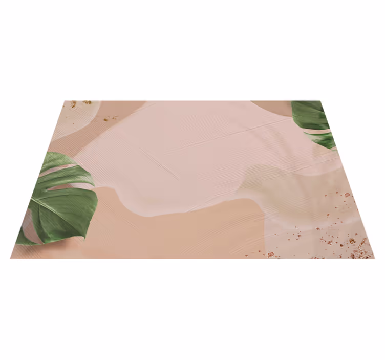 Tropische blad blush vinyl tapijt woonkamer - TenStickers