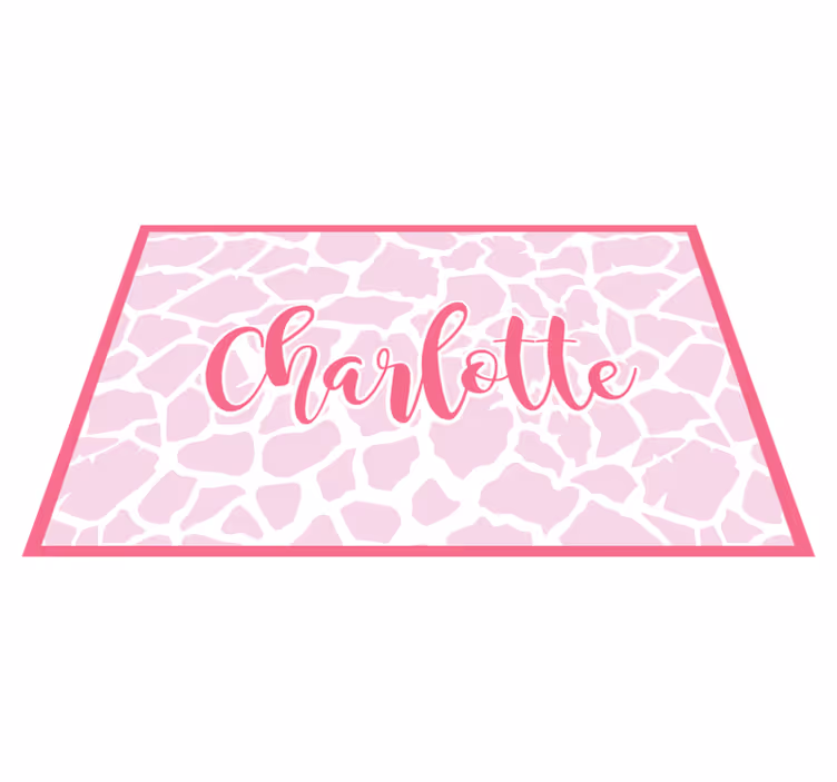 Roze koe ontwerp vinyl tapijt met naam - TenStickers