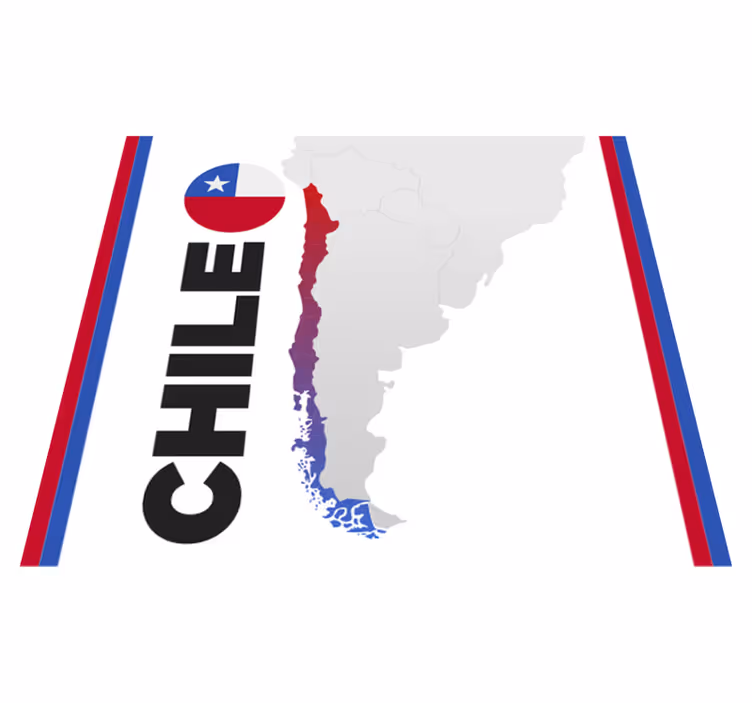 Kaart van chili vinyl tapijt wereldkaart - TenStickers