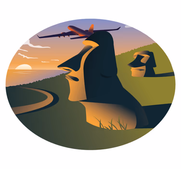 Zonsondergang op paaseiland vinyl vloerkleed rond - TenStickers
