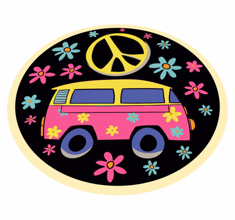 Flower power busje vinyl tapijt voor meer kinderen - TenStickers