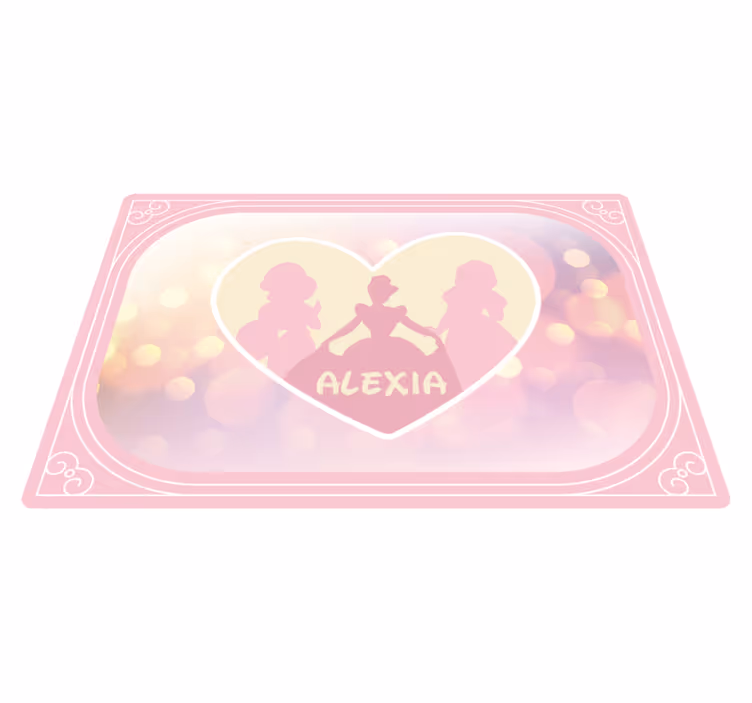 Prinses silhouet hart vinyl tapijt met naam - TenStickers
