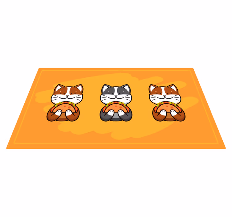 Blij katten trio vinyl tapijt voor meer kinderen - TenStickers