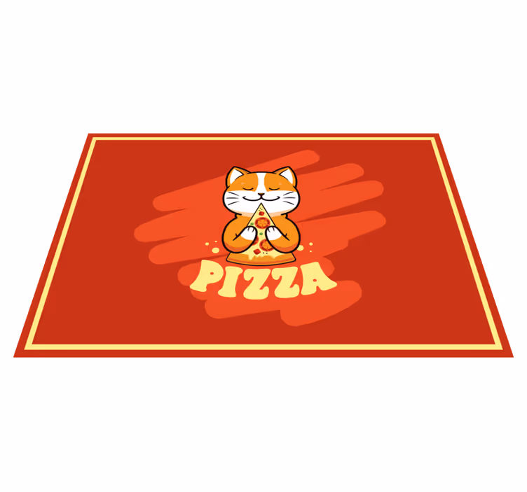 Schattige kat met pizza vinyl vloerkleed keuken - TenStickers