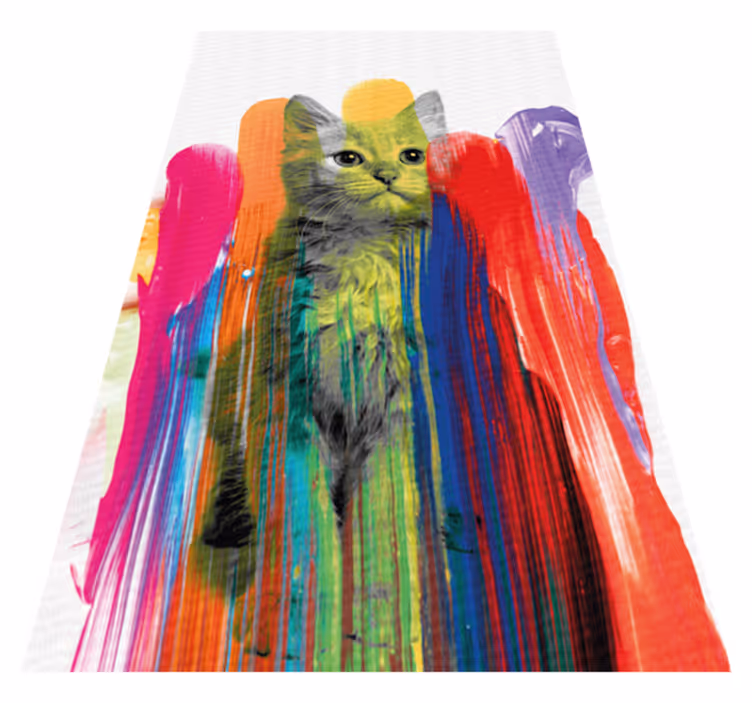 Kleurrijk kattenportret vinyl tapijt modern - TenStickers