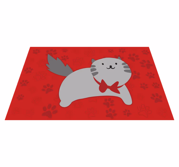 Vrolijke kattenillustratie dieren vinyl tapijt - TenStickers