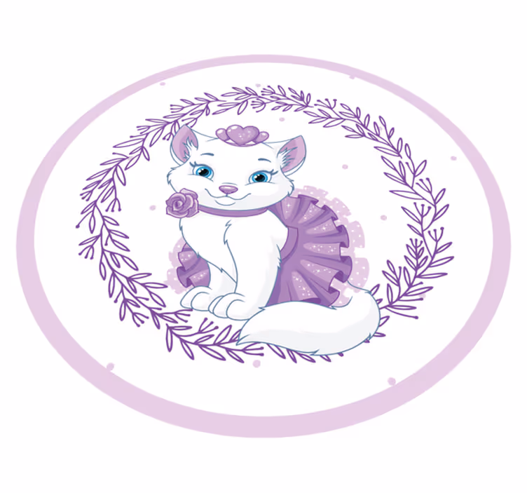 Paarse bloemenpoes vinyl tapijt baby - TenStickers