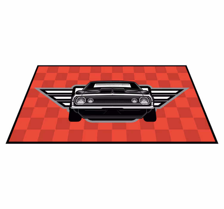 Geblokte muscle car vinyl tapijt voor meer kinderen - TenStickers