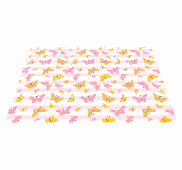 Roze en gele vlinders vinyl tapijt voor meer kinderen - TenStickers