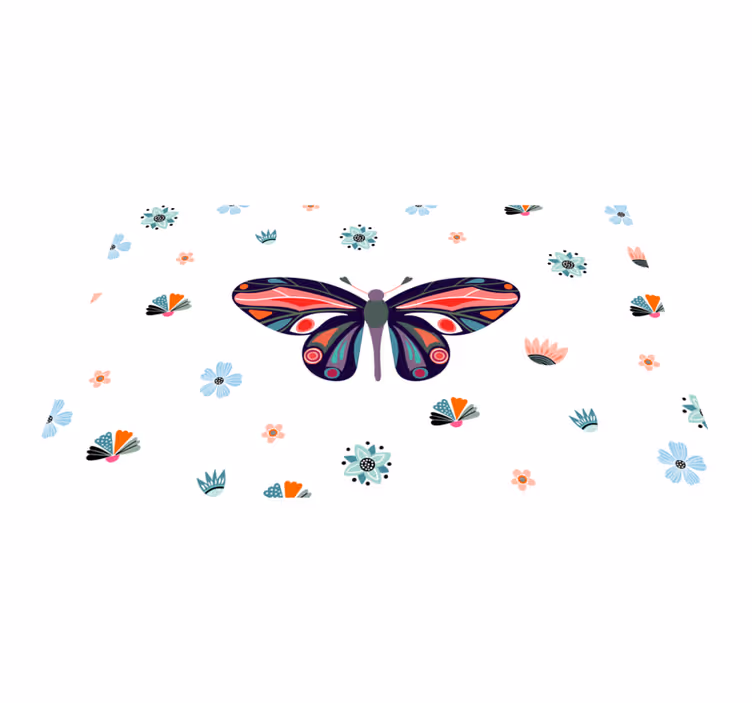 Levendige vlinderillustratie dieren vinyl tapijt - TenStickers
