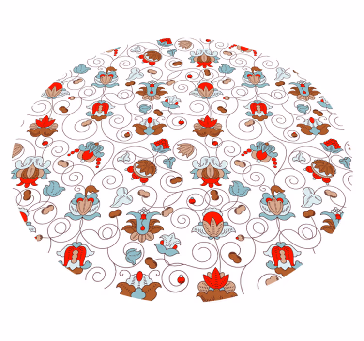 Vinyl tapijt bloemen en planten botanische spiraal accent - TenStickers