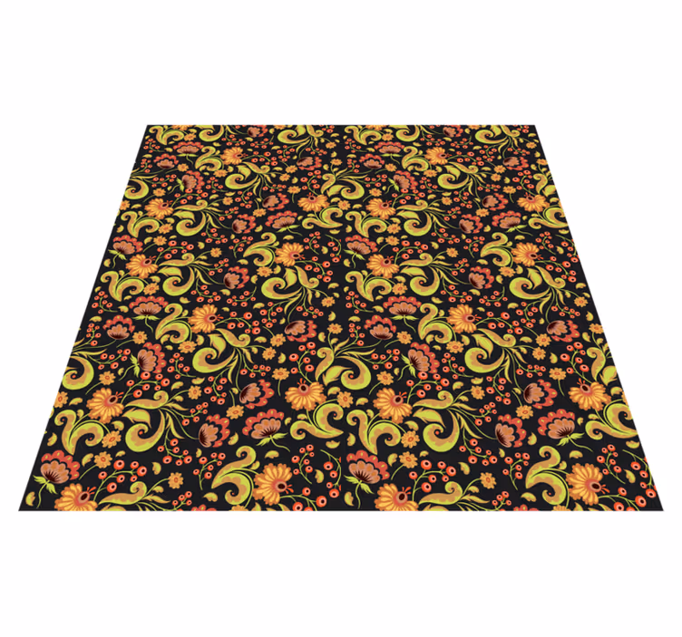 Botanisch twirlmotief vinyl tapijt bloemen en planten - TenStickers