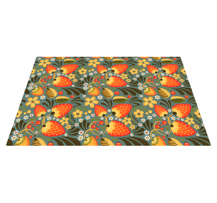 Helder bloemenpatroon vinyl vloerkleed keuken - TenStickers