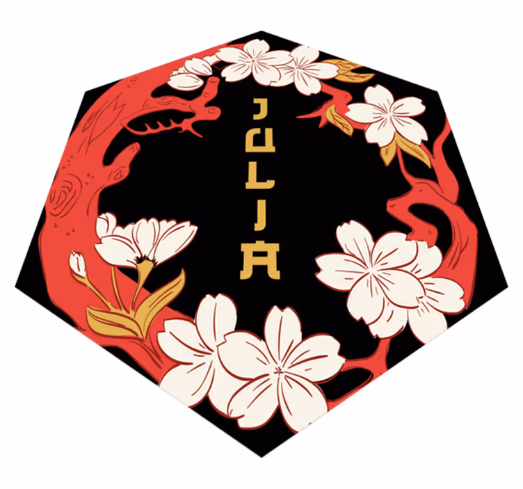 Gepersonaliseerde bloemenharmonie vinyl tapijt met naam - TenStickers