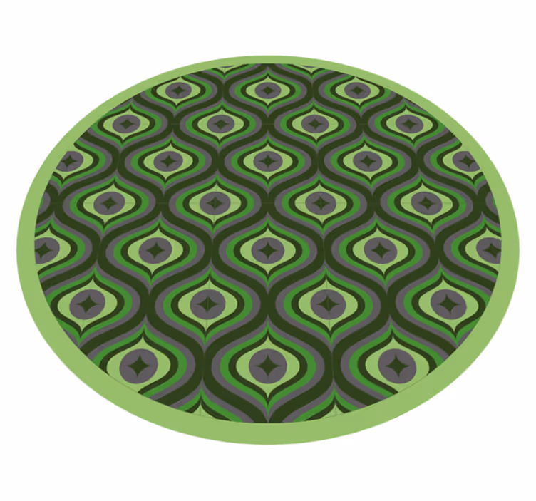 Ingewikkelde groene golven vinyl vloerkleed rond - TenStickers
