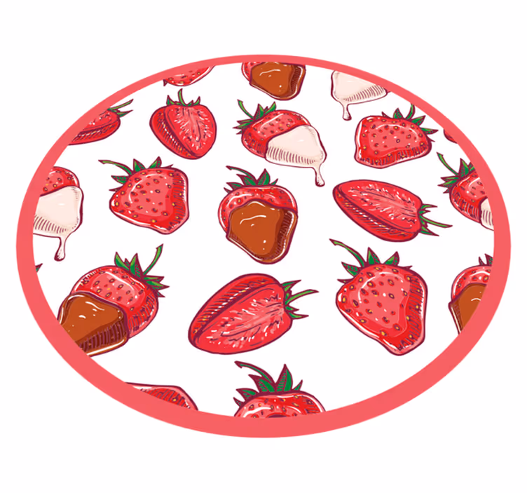 Zoete aardbeienverrukking vinyl vloerkleed rond - TenStickers