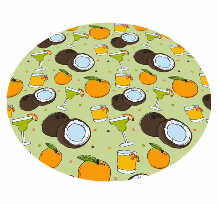 Kokoscocktailplezier vinyl vloerkleed rond - TenStickers