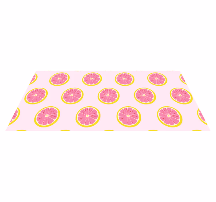 Patroon van citrusschijfjes vinyl tapijt bloemen en planten - TenStickers