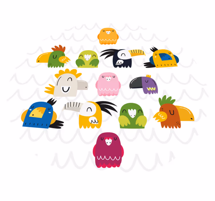 Kleurrijke vogelgezichten vinyl tapijt kind - TenStickers