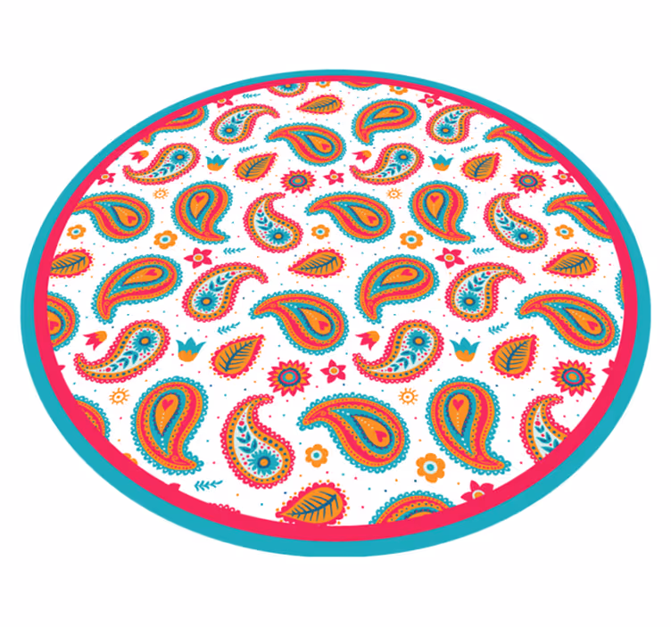 Levendig paisley-motief etnisch vinyl tapijt - TenStickers