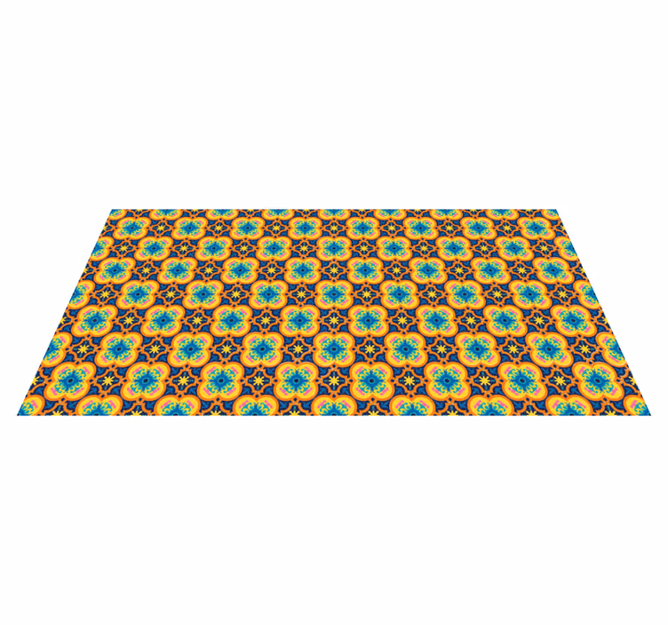 Levendige bloemenillustratie vinyl tapijt woonkamer - TenStickers