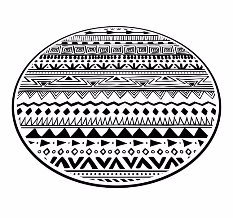 Zwart-witte patronen etnisch vinyl tapijt - TenStickers