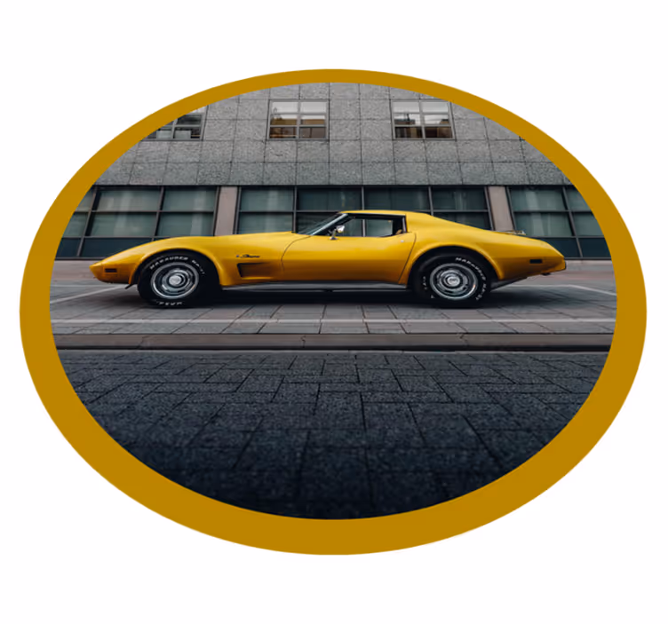 Klassieke gele auto vinyl tapijt tiener - TenStickers
