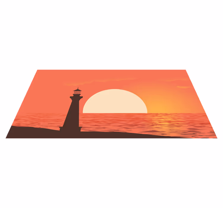 Uitzicht op de zonsondergang aan de kust vinyl tapijt natuur - TenStickers