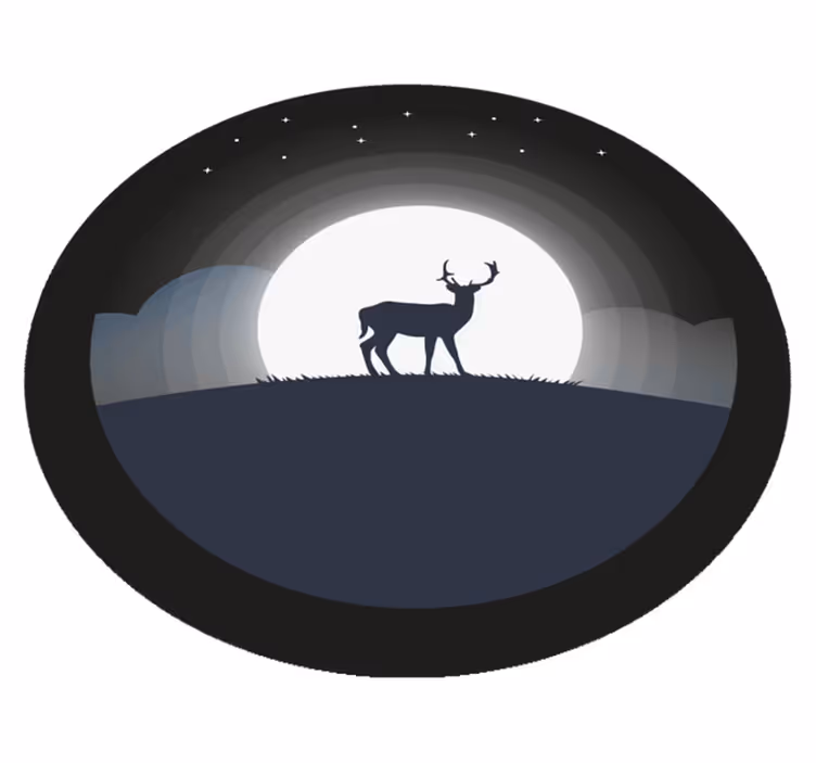 Hert onder de maan vinyl vloerkleed rond - TenStickers