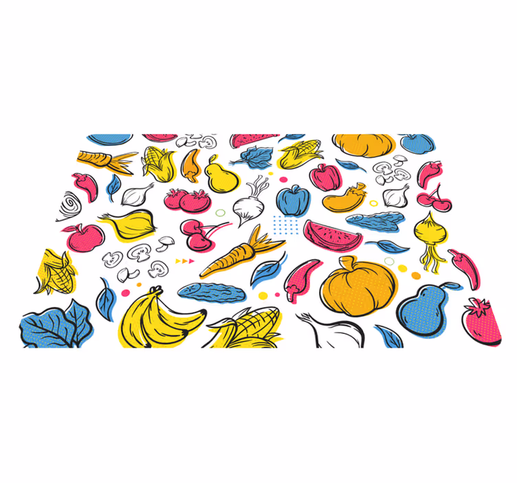 Levendige fruitillustratie vinyl vloerkleed keuken - TenStickers