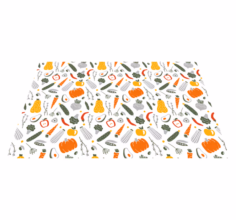 Kleurrijke groentecollectie vinyl vloerkleed keuken - TenStickers