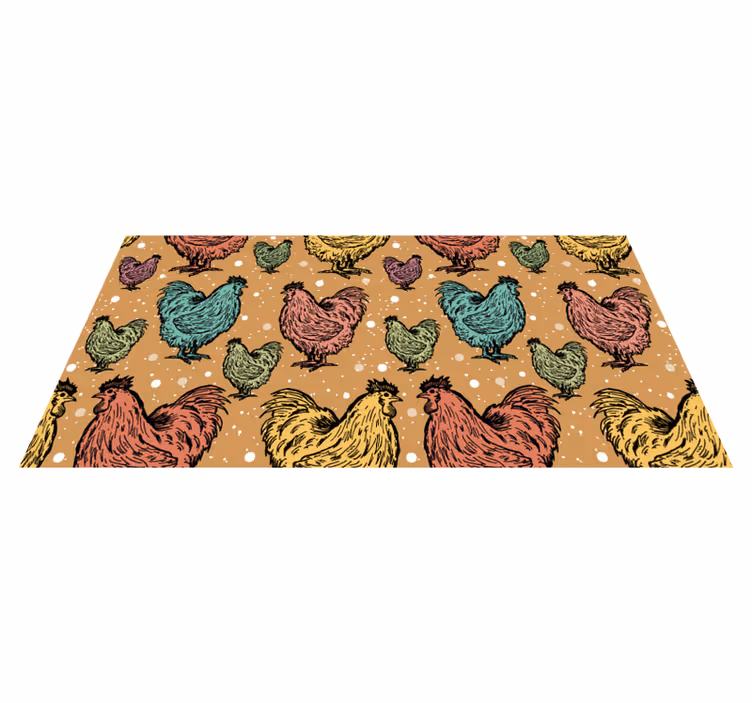 Charmante hanenpatronen dieren vinyl tapijt - TenStickers