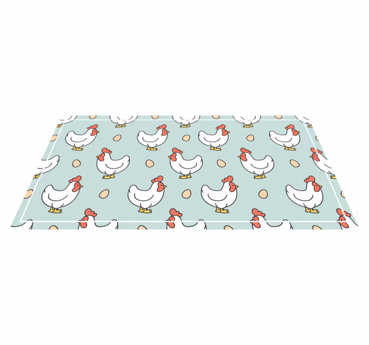 Kippen en eieren vinyl vloerkleed keuken - TenStickers