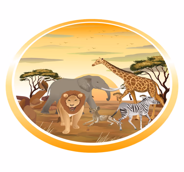 Safari dierenavontuur dieren vinyl tapijt - TenStickers