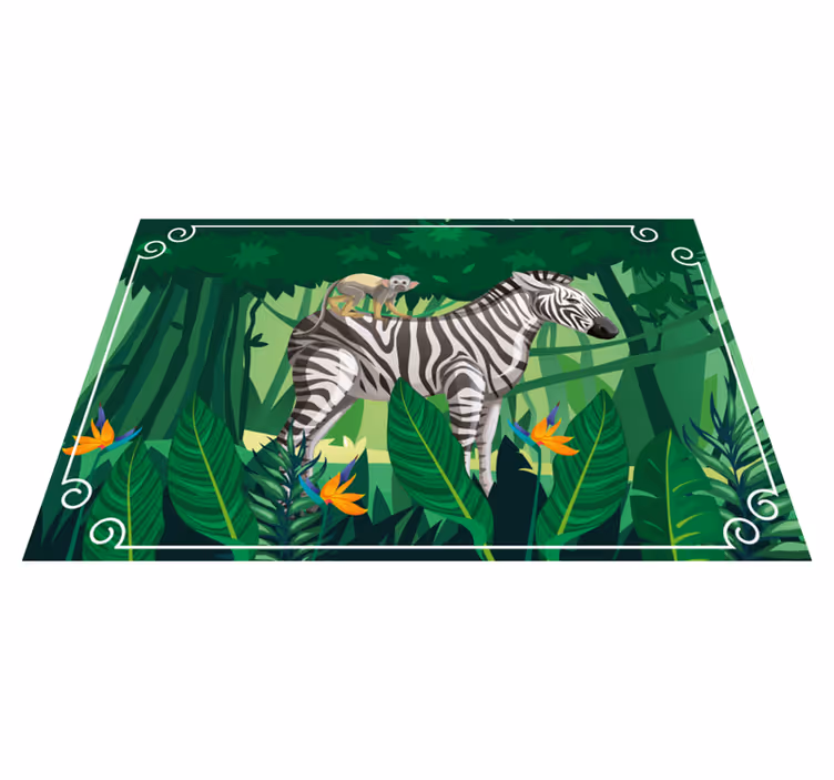 Zebra en aap dieren vinyl tapijt - TenStickers