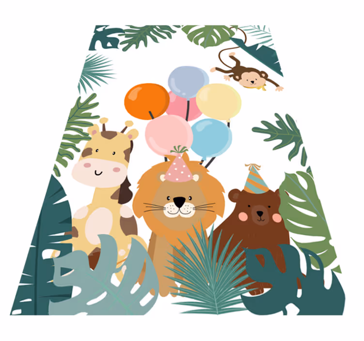Safari dierenfeest vinyl tapijt kind - TenStickers