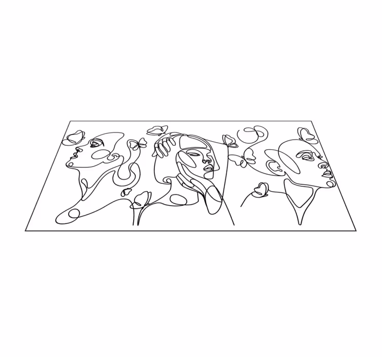 Buitengewone kunstgezichten vinyl tapijt modern - TenStickers