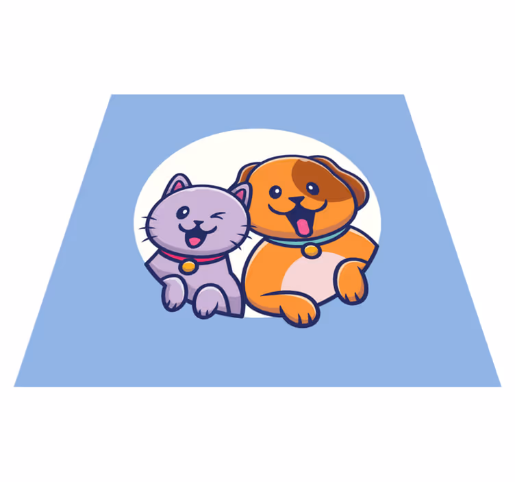 Dieren vinyl tapijt schattig huisdieren duo - TenStickers