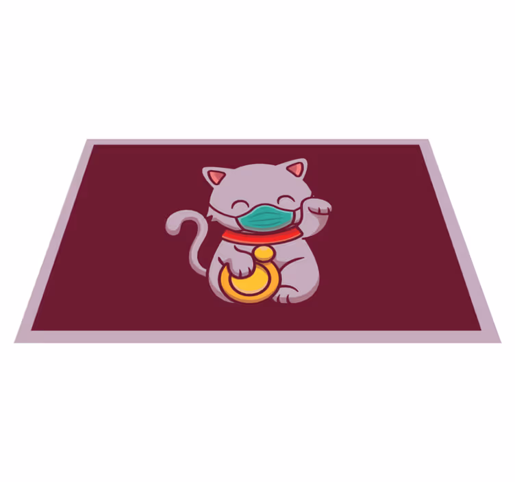Kat met masker dieren vinyl tapijt - TenStickers