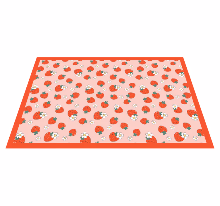 Aardbeien bloemenpatroon vinyl tapijt bloemen en planten - TenStickers