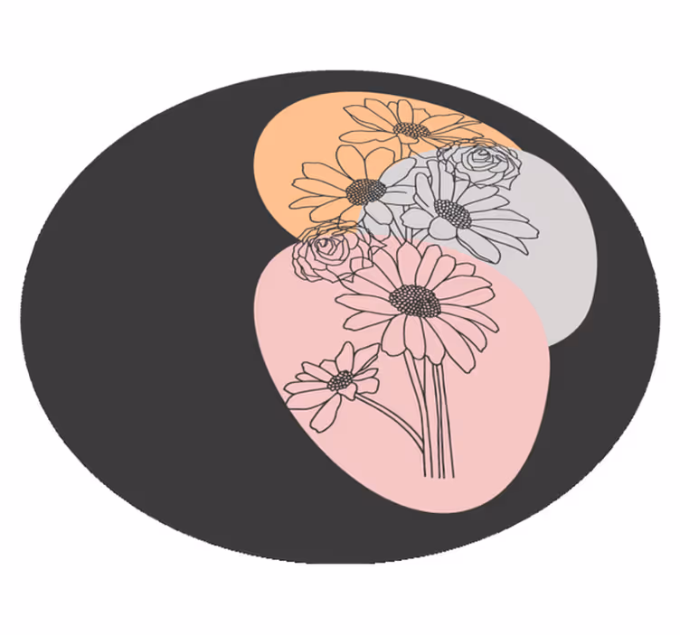 Cirkelcompositie vinyl tapijt bloemen en planten - TenStickers