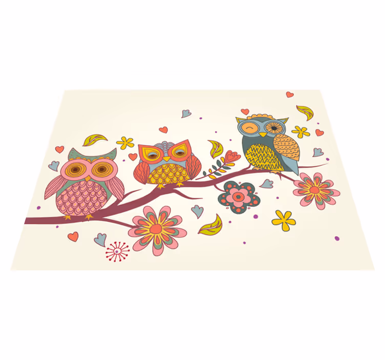 Charmant uilen trio dieren vinyl tapijt - TenStickers