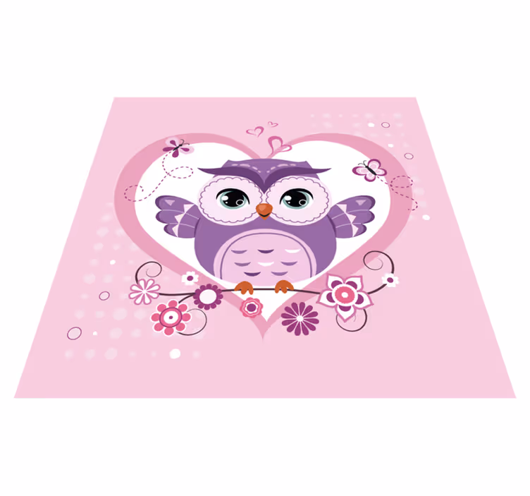 Schattig uilenhart vinyl tapijt kind - TenStickers