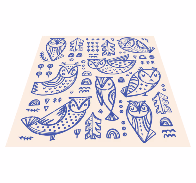 Grillige uilenpatronen vinyl tapijt kind - TenStickers