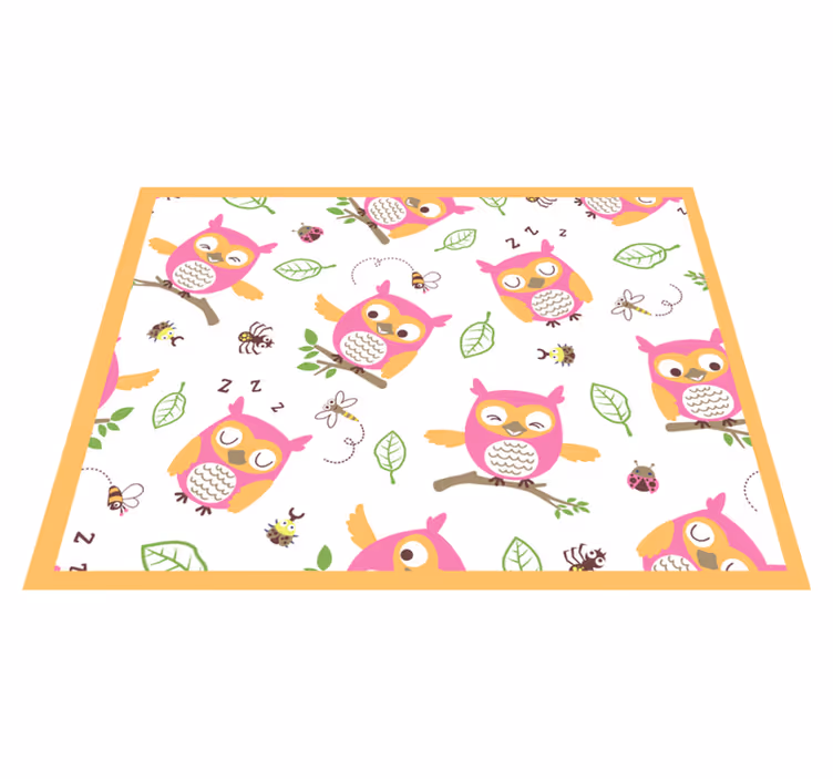 Schattig uilenpatroon vinyl tapijt baby - TenStickers