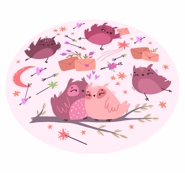 Paarse uilen vinyl tapijt kind - TenStickers
